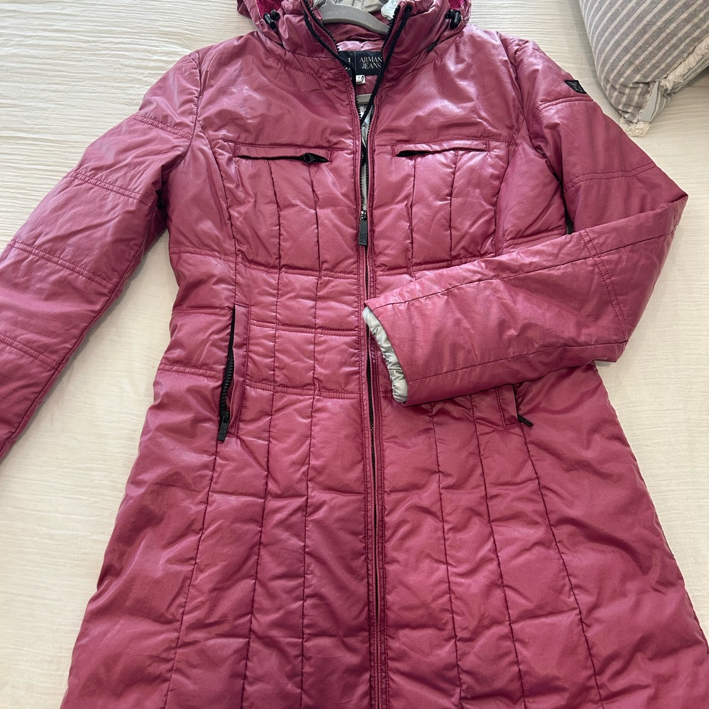 Armani Jeans Burgundy Puffer Jacket